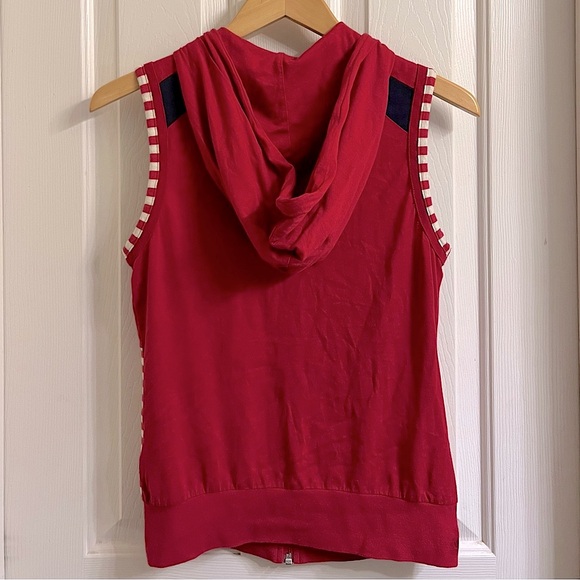 L.A.M.B Y2K Red Stripe Sleeveless Hooded Vest Size Medium - Picture 15 of 15